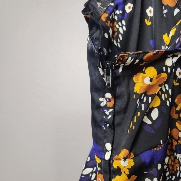 H&M Sundress Floral Satin Slip Dress Spaghetti Strap Size 14 - Picture 7 of 11